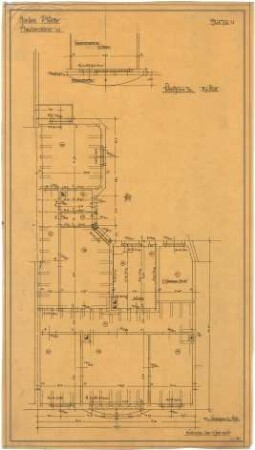 Billing, Hermann; Karlsruhe, Amalienstr. 67; Haus Walter - Werkplan 3. und 4. OG (Grundriss)
