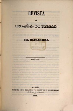 Revista de España, de Indias y del extrangero. 13, 13. 1848