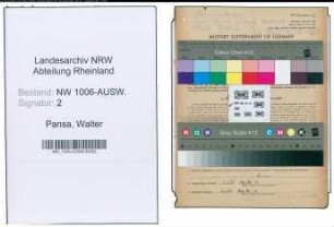 Entnazifizierung Walter Pansa , geb. 05.03.1898 (Arbeiter)