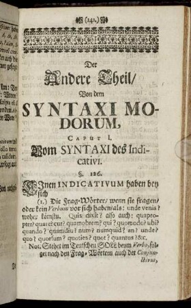 Der Andere Theil/ Von dem Syntaxi Modorum.