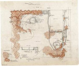 Gsaenger, Gustav; München - Gern, Volpinistr.; Haus Rita Mess - Gartengestaltung (Lageplan m. Grundriss), Badebassin (Schnitt)