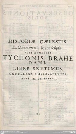 HISTORIAE CAELESTIS ... LIBER SEPTIMUS ...