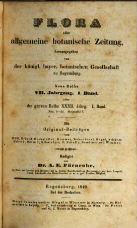 Flora oder allgemeine botanische Zeitung. 32 = N.R. Jg. 7. 1849