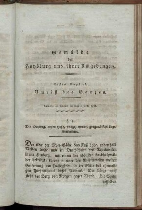 Erstes Capitel. Umriß des Ganzen