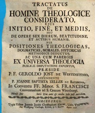 Tractatus De Homine Theologice Considerato, Ejus Initio, Fine, Et Mediis, Seu De Opere Sex Dierum, Beatitudine, Et Actibus Humanis