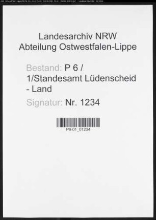 Sterberegister Standesamt Lüdenscheid-Land