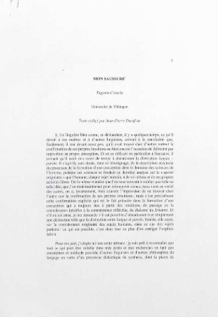 Saussure : Aufsatz; Notizen