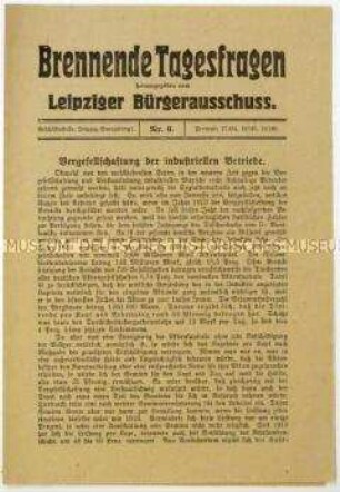Flugschrift des Leipziger Bürgerausschusses zur Wirtschaftslage in Deutschland
