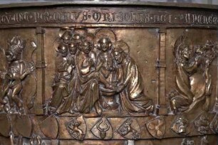 Szenen aus der Geburts-, Jugend- und Passionsgeschichte Christi als Darstellung des Nicaeischen Glaubensbekenntnisses mit dem Heiligen Nikolaus — Christus wäscht die Füße der Apostel