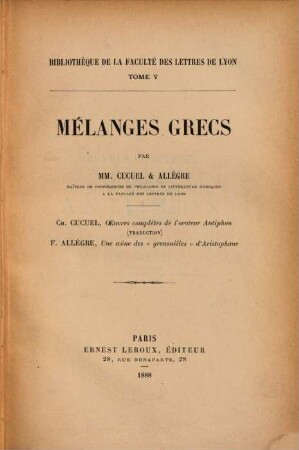 Mélanges Grecs