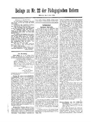 Mitteilungen : (Fortsetzung aus dem Hauptblatt) ; Beilage zu Nr. 22 der Pädagogischen Reform