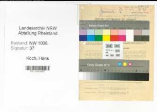 Entnazifizierung Hans Koch , geb. 15.08.1894 (Zollbeamter)