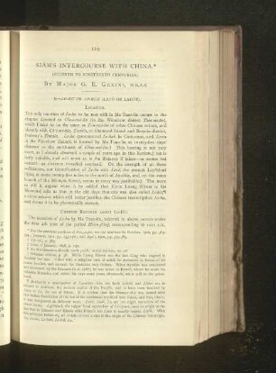 Siam's Intercourse with China. (Seventh to Nineteenth Centuries).