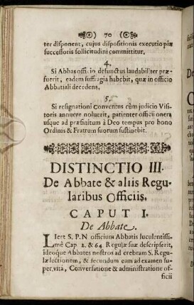Distinctio III. De Abbate & aliis Regularibus Officiis.