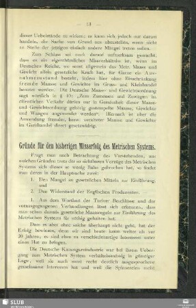 Gründe für den bisherigen Misserfolg des Metrischen Systems