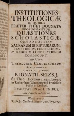 1-64, Institutiones Theologicae (3. Teil)