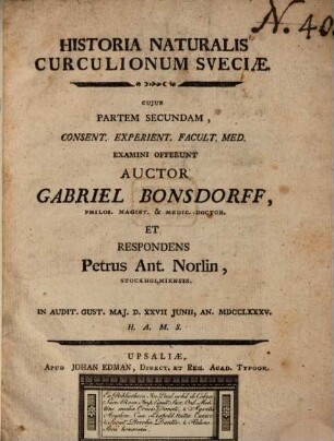 Historia naturalis curculionum Sueciae, Pars II