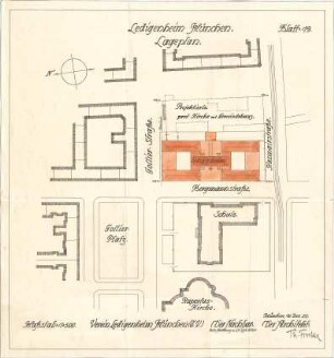 Fischer, Theodor; München - Westend, Bergmannstr.; Ledigenheim - Lageplan