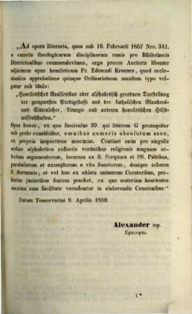 Homiletisches Real-Lexicon oder: Alphabetisch geordnete Darstellung der geeignetsten Predigtstoffe aus der katholischen Glaubens- und Sittenlehre, Liturgie und anderen homiletischen Hilfswissenschaften : verbunden mit einer ausführlichen Uebersicht und Eintheilung des Inhaltes aller sonn- und festtäglichen Episteln und Evangelien des katholischen Kirchenjahres, 11