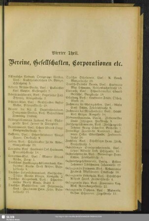 Vierter Theil. Vereine, Gesellschaften, Kooperationen etc.