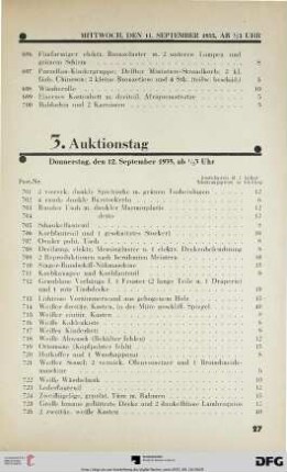 3. Auktionstag Donnerstag, den 12. September 1935, ½ 3 Uhr (Nr. 701-1050)
