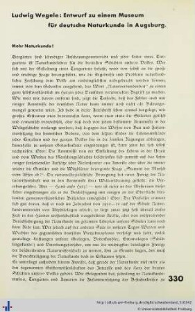 Entwurf zu einem Museum für deutsche Naturkunde in Augsburg.