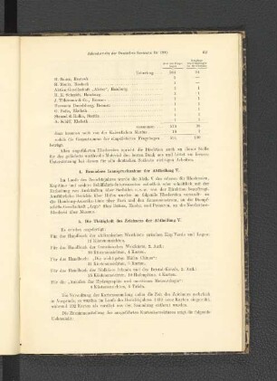 5. Die Thätigkeit des Zeichens der Abtheilung V.
