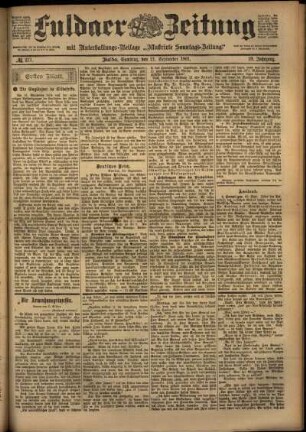 Erste Ausgabe vom Samstag, den 21. September 1901.