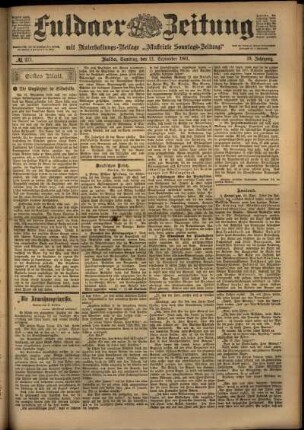 Erste Ausgabe vom Samstag, den 21. September 1901.