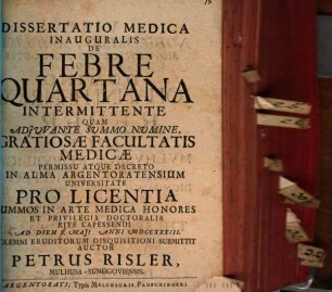 Dissertatio Medica Inauguralis De Febre Quartana Intermittente