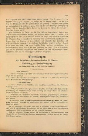 Mitteilungen des Katholischen Internatsverbandes für Bayern : Einladung zur Verbandstagung am Donnerstag, den 20. Juli 1922, in Landshut