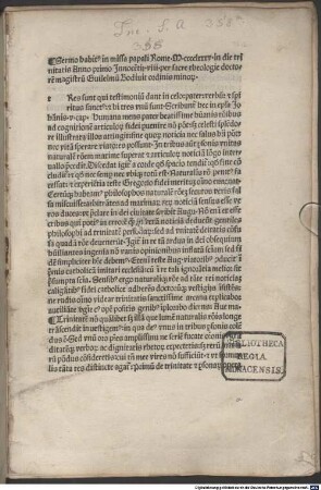 Sermo in die trinitatis : Rom, 1485