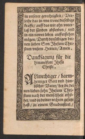 Dancksagung für die himmelfart Jhesu Christi.