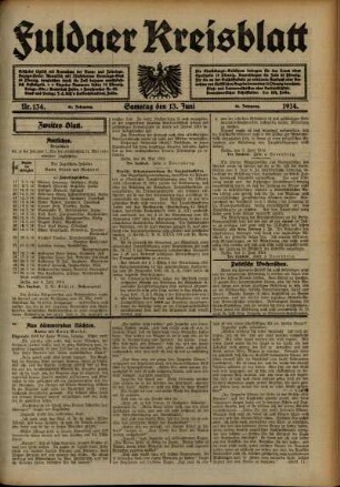 Zweite Ausgabe vom Samstag, den 13. Juni 1914.