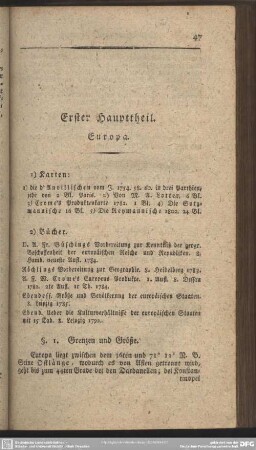 Erster Haupttheil. Europa