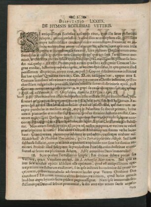 Disputatio LXXIIX. De Hymnis Ecclesiae Veteris.