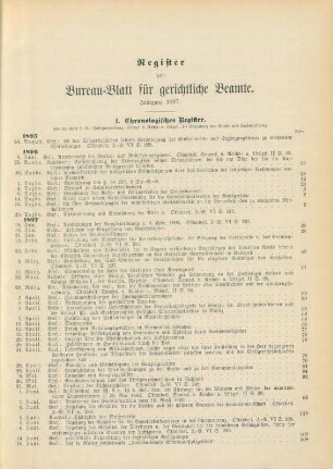 Register zum Bureau-Blatt für gerichtliche Beamte
