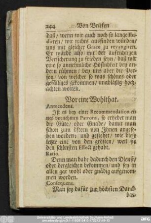 Vor eine Wohlthat.