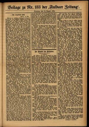 Zweite Ausgabe vom Sonntag, den 12. August 1894.