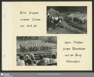 Eine Gruppe des Bergsteigerchores singt beim Treffen junger Bergsteiger auf der Burg Hohnstein : Dirigent: Karl-Heinz Hanicke