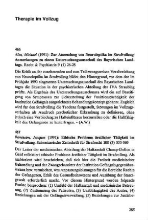 285-293, Therapie im Vollzug