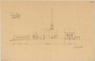 Gsaenger, Gustav; Wolfsburg; Ev. Kreuz Kirche, Gemeindehaus II - Ostseite (Ansicht)