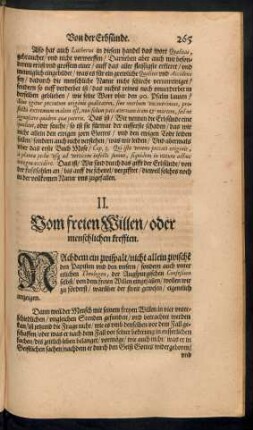 II. Vom freien Willen/ oder menschlichen krefften.