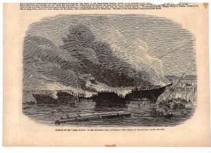 Burning of the "James Baines" in the Huskisson Dock, Liverpool, The Vessel on the morning after the fire