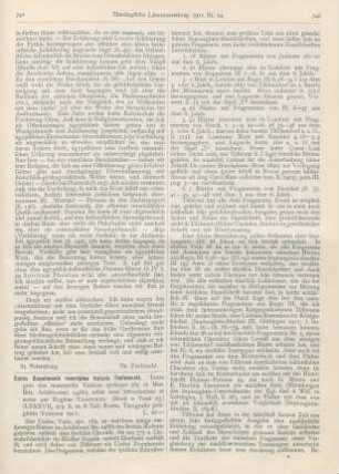 741-743 [Rezension] Tisserant, Eugène (Ed.), Codex Zuqninensis rescriptus Veteris Testamenti