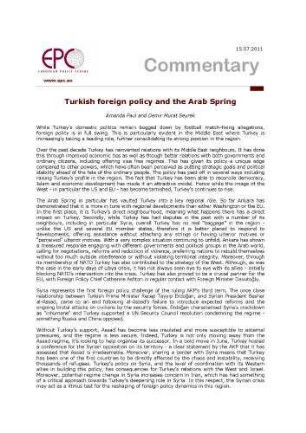 Turkish foreign policy and the Arab Spring