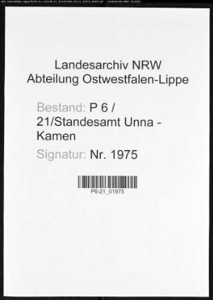 Namensverzeichnisse Unna - Kamen, Todesfälle