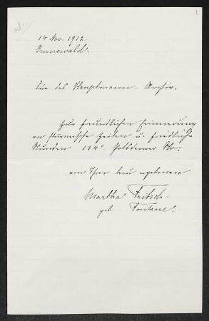 Brief von Theodor Fontane an Martha Fontane