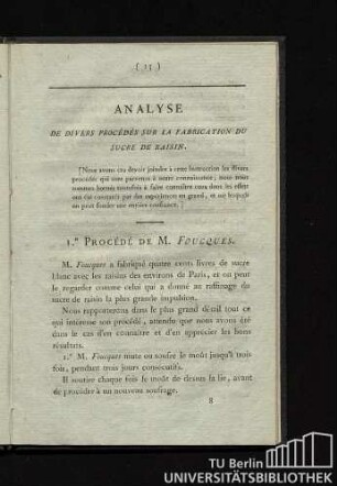 1. Procédé de M. Foucques.