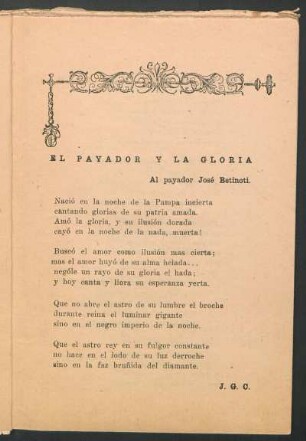 El payador y la gloria : Al payador José Betinoti